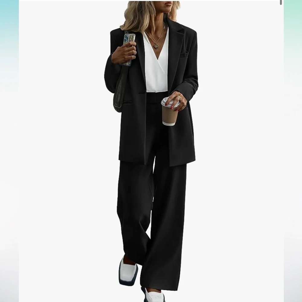 Pretty Garden Womens 2 Piece Blazer Jacket And Wide Leg Pants - Picture 2 of 7